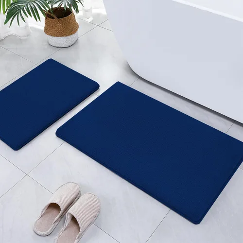 Miniatura 36 de SWEMSTAR Alfombra de baño de espuma viscoelástica con alfombra de inodoro, tapete de baño absorbente de agua para suelo de baño, antideslizante