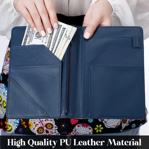 Miniatura 7 de Jetec 2 Pcs Waist Apron with 6 Pockets and Leather Server Book for Waitress Patterned Server Half Apron with Zipper for Women