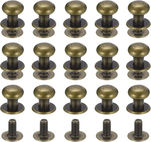 Miniatura 22 de uxcell Remaches de cabeza de bola de 0.157 pulgadas (0.157 in), tornillo trasero, paquete de 15 remaches de pezón de botón de cabeza redonda