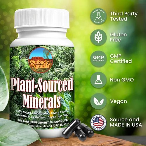 Miniatura 7 de Minerales de origen vegetal, 60 cápsulas, minerales orgánicos naturales y antioxidantes que apoyan el sistema inmunológico y digestivo, promoviendo