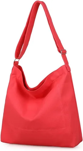 Miniatura 76 de Covelin - Bolsa de hombro informal de lona para mujer, estilo bohemio y retro, bolsa de mano, bolso cruzado, tamaño grande