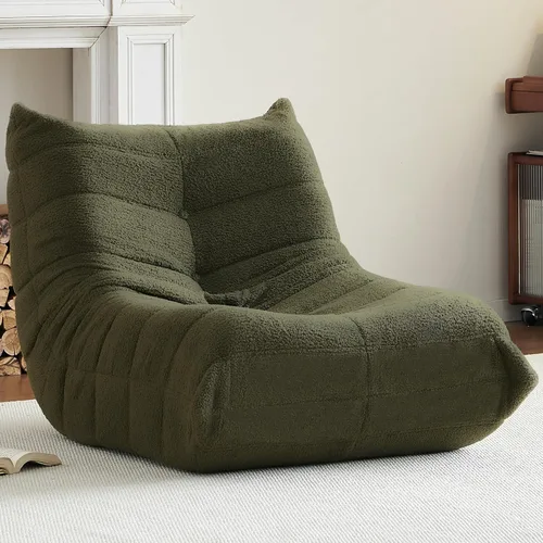 Miniatura 13 de Silla Puf, Silla Puf Loveseat junto a la Chimenea Sofá Puf para Adultos, Sillas Puf de 2 Plazas para Adolescentes con Espuma de Alta Resistencia
