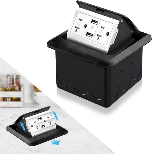 Miniatura 17 de Kit de toma de corriente eléctrica empotrada en el suelo Vagueior, caja de cubierta de toma de corriente eléctrica impermeable, salida GFCI oculta +