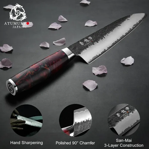 Miniatura 6 de Cuchillo de chef japonés, cuchillos de cocina forjados a mano de 8 pulgadas con núcleo VG10, cuchillo gyuto profesional para el hogar y restaurante