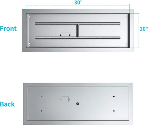 Miniatura 2 de Skyflame Sartén rectangular de acero inoxidable con quemador para interiores y exteriores, área de combustión de 30 x 10 pulgadas