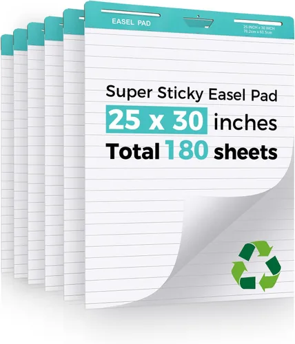 FAHKNS Almohadilla de caballete adhesiva forrada, tamaño grande de 25 x 30 pulgadas, autoadhesiva, para profesores, con superficie de borrado en