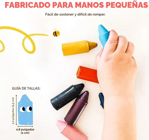 Miniatura 5 de Honeysticks - Ceras de cera de abejas 100 % pura (12 unidades) - Ceras no tóxicas para niños pequeños de 1 a 3 años, seguras para bebés a partir