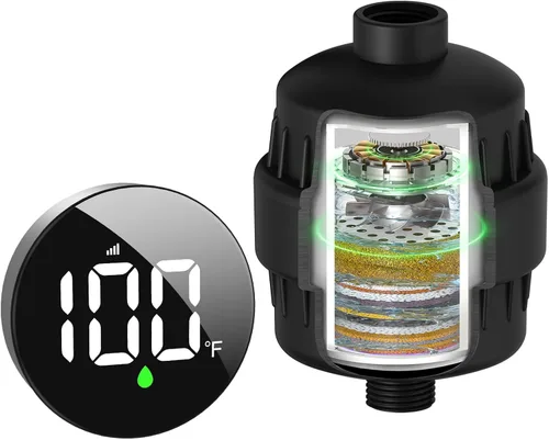 Miniatura 8 de Tem8(R7Pro) Accesorio de filtro de ducha de baño con pantalla de temperatura inalámbrica Purificador de agua dura 99.99% elimina cloro y metales