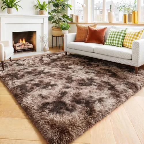 Miniatura 57 de Alfombras moradas para dormitorio de niñas, alfombra de 5 x 8 pies, alfombra peluda esponjosa para sala de estar, alfombras peludas gruesas