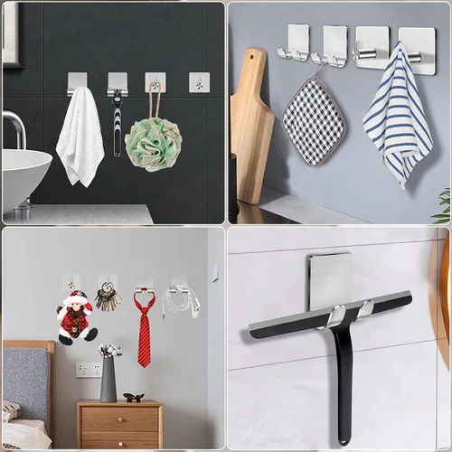 Miniatura 7 de CGBE 4 Paquetes Ganchos de Ducha para Interior de Ducha, Soporte Colgador Autoadhesivo para Afeitadora para Baño, Ganchos de Pared Sin Daños