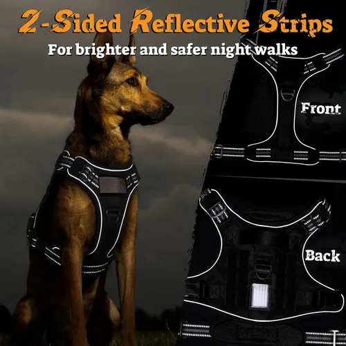 Miniatura 7 de rabbitgoo - Arnés para perros pequeño sin tirones, chaleco táctico de servicio con Molle y asa de control, arnés militar ajustable y reflectante