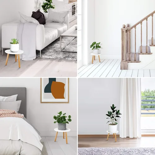 Miniatura 5 de Uneedem - Soporte para plantas de interior, mesa moderna de madera de mediados de siglo para plantas de interior, 8.9 pulgadas de alto para macetas