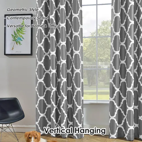 Miniatura 3 de Melodieux - Cortina opaca con aislamiento térmico y ojales, de estilo marroquí, 100 x 84 pulgadas, color gris (1 panel)