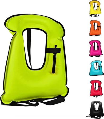 Miniatura 7 de Chaleco de natación para adultos, chalecos inflables de flotabilidad, chaleco de esnórquel portátil para buceo, surf, natación, deportes acuáticos