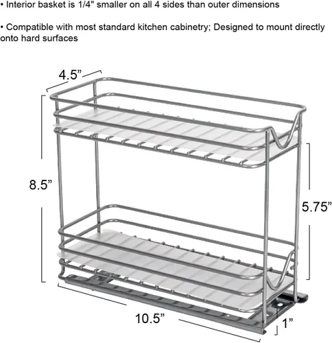 Miniatura 3 de Household Essentials Glidez - Organizador de almacenamiento extraíble de acero con recubrimiento en polvo con forros de plástico para uso en estante