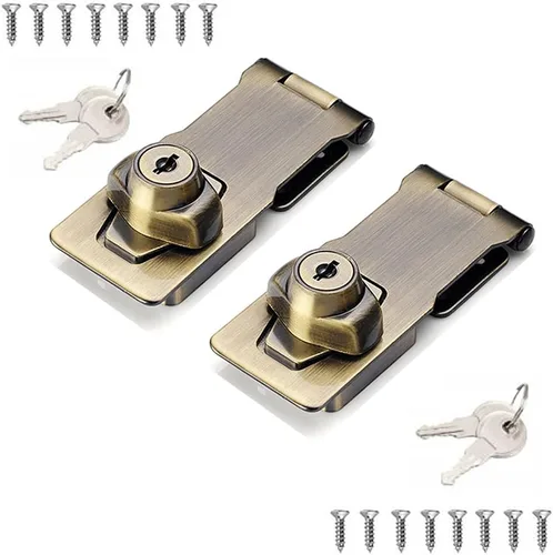 Paquete de 2 cerrojos con llave, perilla giratoria, cerrojo de bloqueo con llave para puertas pequeñas, gabinetes y más, acero inoxidable, cerrojo