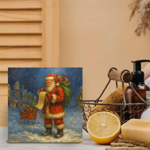 Miniatura 5 de Letrero de madera de Papá Noel – Decoración retro de Navidad de Papá Noel, caja de madera rústica de Satanás para el hogar, cocina, baño, mesa