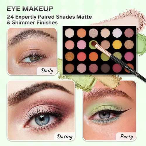 Miniatura 5 de Color Nymph Kit de maquillaje para principiantes para adolescentes con estuche de tren pequeño para cosméticos incluido, paleta de 24 sombras