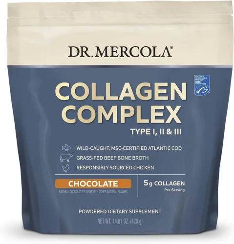 Dr. Mercola Polvo complejo de colágeno – Apoya la elasticidad de la piel y la salud de los tejidos – Múltiples fuentes de colágeno tipos I, II y III