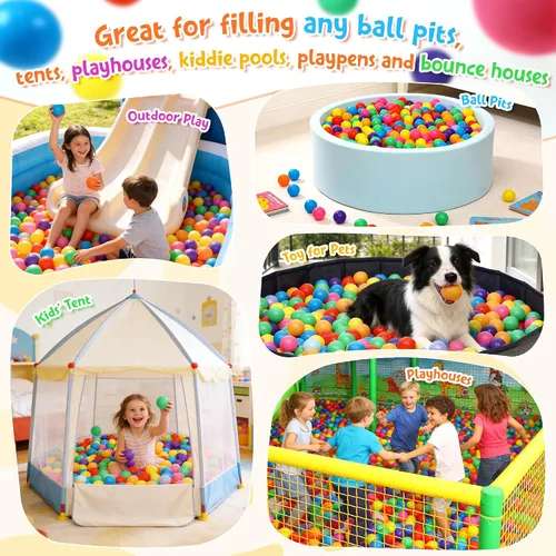 Miniatura 4 de Hovenlay Pelotas para hoyo de bolas, sin ftalatos, plástico a prueba de aplastamiento, 7 colores brillantes en juguetes reutilizables para niños