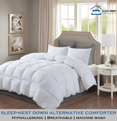 Miniatura 2 de SLEEP-NEST Edredón Queen de gran tamaño de 98 x 98 pulgadas, relleno de edredón alternativo de plumón de lujo para todas las estaciones, juego de 3