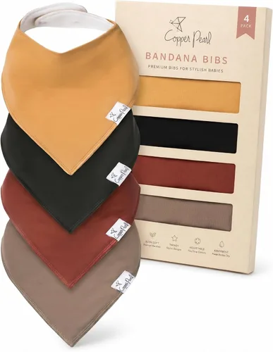 Miniatura 7 de Copper Pearl Baberos tipo bandana para bebé, paquete de 4 baberos de algodón suave para babear y dentición, absorbentes, ajuste ajustable, muchos