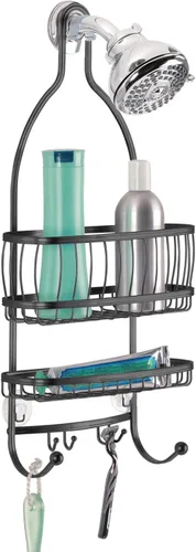 Miniatura 7 de iDesign - Organizador de ducha colgante extra ancho de metal, colección York, 10 x 4 x 22 pulgadas, plateado Plata