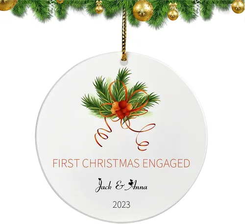 Miniatura 9 de Adorno personalizado para pareja comprometida 2024, primera Navidad para casados juntos comprometidos, adornos de Navidad personalizados, idea