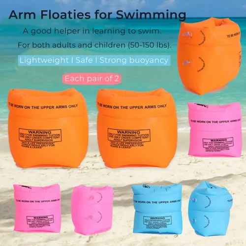 Miniatura 5 de Paquete de 2 a 4 flotadores de brazo para niños y adultos, flotadores de piscina, anillo de natación inflable, mangas flotantes de PVC para niños