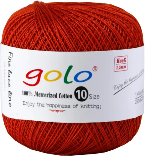 Miniatura 101 de Golo - Bolas de hilo para crochet de algodón tamaño 10, color algodón para crochet D-Fresa D078-fresa