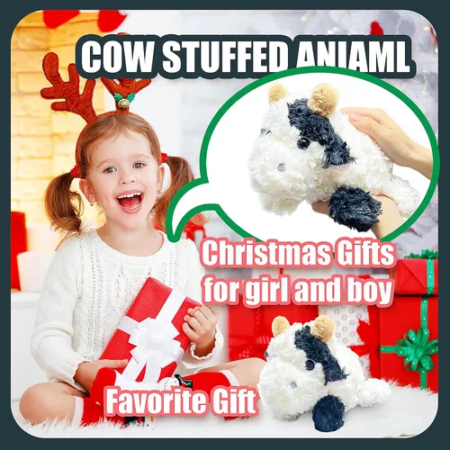 Miniatura 6 de Animal de Peluche Vaca Tierna, Juguetes de Peluche de 10" para Niños, Recuerdos de Fiesta para Niños Pequeños, Lindos Peluches de Vaca, Vacas