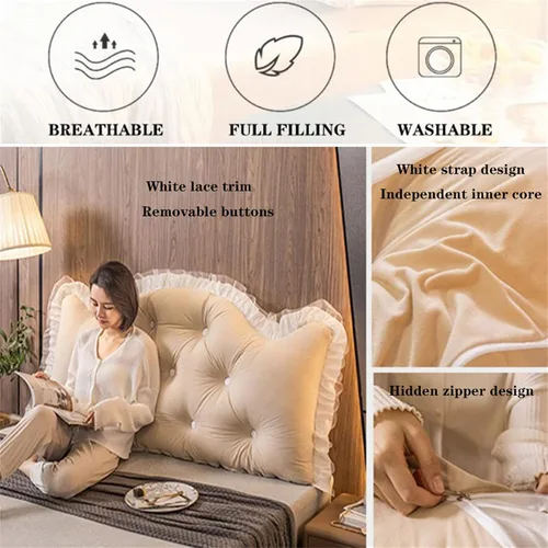 Miniatura 2 de Almohada de cabecera tamaño matrimonial, King, Queen y Twin, almohada de lectura grande, almohada de respaldo con soporte de posición de cuña