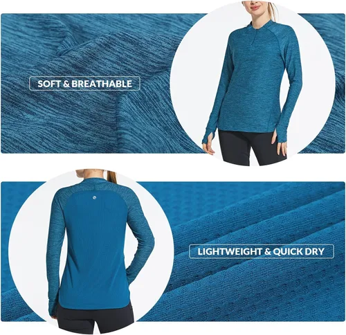 Miniatura 2 de BALEAF Camisas de secado rápido para mujer, manga larga, para correr, senderismo, entrenamiento, UPF50+ SPF