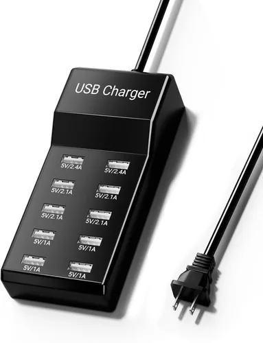 Tira de alimentación USB de 10 puertos 50w10A, concentrador de cargador multipuerto, compatible con iPhone, Galaxy, iPad Tablet y otros dispositivos