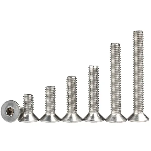 Miniatura 5 de Tornillos de cabeza plana M3-0.020 x 0.157 in, acero inoxidable 18-8 (304), acabado brillante, unidad de enchufe Allen, tornillos de máquina