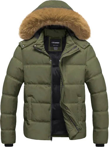 Miniatura 12 de Chaqueta acolchada para hombre, abrigo de invierno con capucha de piel, impermeable y resistente al viento, forro polar, 4 bolsillos
