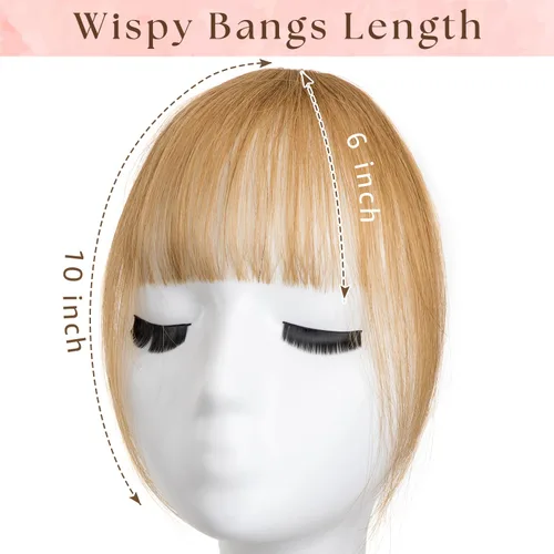 Miniatura 5 de Flequillo con clip, extensiones de cabello humano 100 % real, flequillo con clip para mujer, extensiones curvadas para uso diario