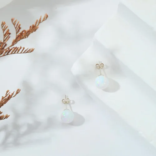 Miniatura 56 de Natural Stone Stud Earrings for Women 8mm Sterling Silver Genuine Gemstone Earrings Handmade Sterling Silver Crystal Stud Earrings for Women