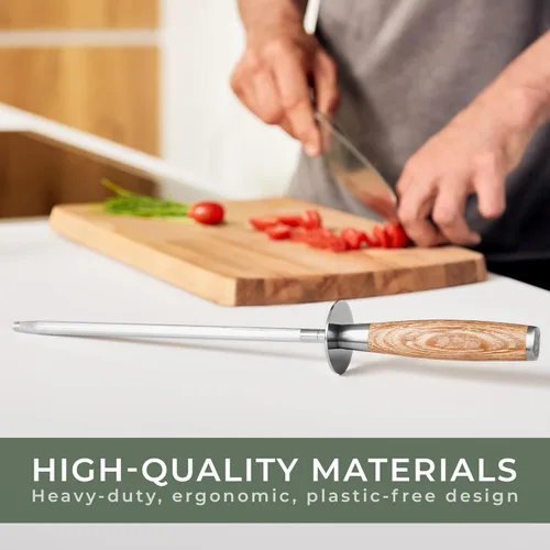 Miniatura 4 de WALDWERK Varilla de Afilado Premium - Acero de Afilado Hecho de Acero Endurecido con Elegante Mango de Madera - Acero de Afilado 100% Sin Plástico