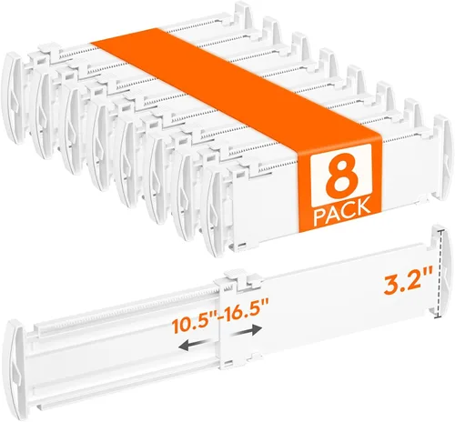 Miniatura 23 de Lifewit Separadores de cajones para ropa, 3.2 pulgadas de alto, 10.5 a 16.5 pulgadas, organizadores de cajones expandibles, separadores de plástico