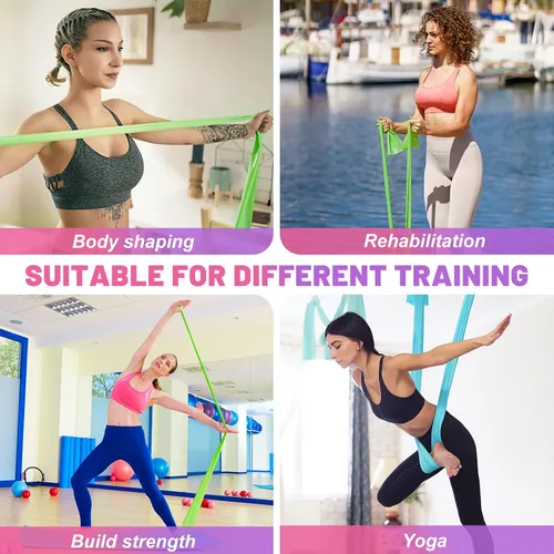 Miniatura 6 de 5 bandas de resistencia, bandas elásticas profesionales de ejercicio para fitness, yoga, pilates, estiramiento, entrenamiento de fuerza, bandas