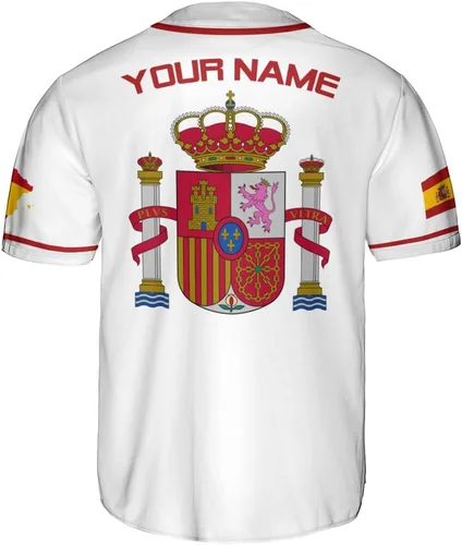 Miniatura 3 de Podagree - Camiseta de béisbol personalizada de España, bandera española, escudo de armas de España, regalo peruano para hombres y mujeres