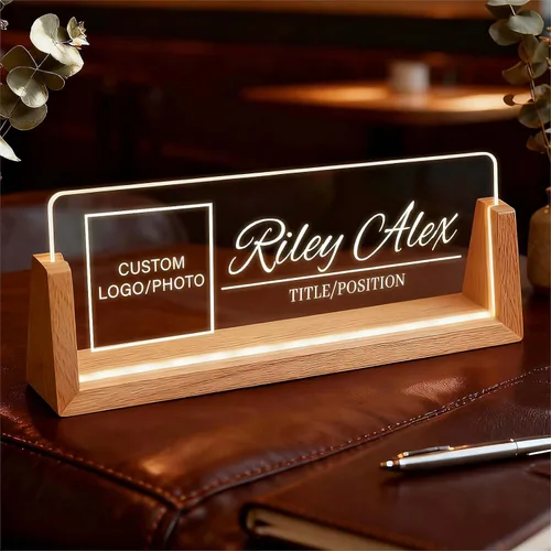 Miniatura 8 de Placa de identificación personalizada con luz para escritorio, letrero de oficina personalizado para empleados profesionales, regalos