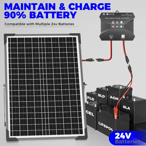 Miniatura 5 de Voltset - Kit de panel solar de 30 W 24 V, mantenedor de batería solar con controlador de carga MPPT soporte ajustable, cargador de batería solar
