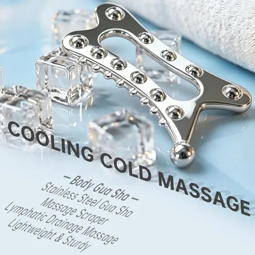 Miniatura 4 de Herramienta de raspador muscular Gua Sha de acero inoxidable, herramienta 5 en 1 para fascia, masajeador de drenaje linfático para cuidado personal