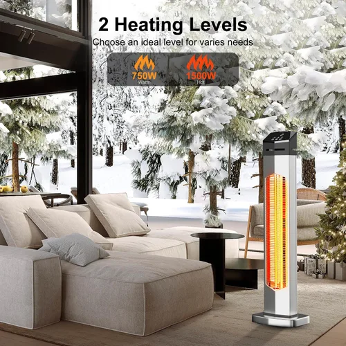 Miniatura 4 de AKIRES Calentador Eléctrico de Patio de 37 Pulgadas para Exteriores, Calentadores Infrarrojos Portátiles con Control Remoto, Calentador de Espacio