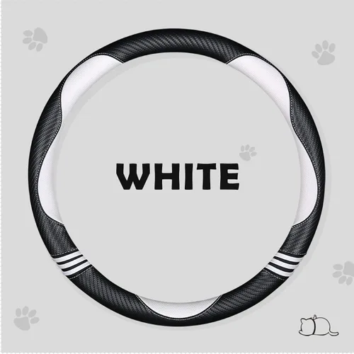 Miniatura 3 de HighnessHwoo Fundas acolchadas para volante de automóvil para mujer, de fibra de carbono, de piel sintética, accesorios interiores para vehículos