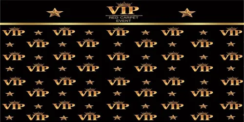 Miniatura 11 de AOFOTO Telón de fondo VIP de 5 x 3 pies, alfombra roja, decoraciones de fiesta, fondos de fotografía, fondo de película negro y dorado, fondo