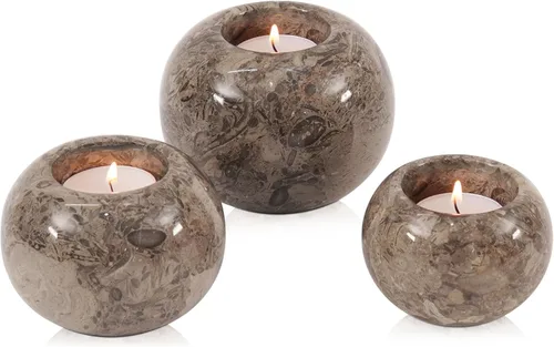 Miniatura 7 de Radicaln Portavelas de mármol de 4 pulgadas de ónix blanco hecho a mano, decorativo votivo para decoración del hogar, elegante juego de 3 mini
