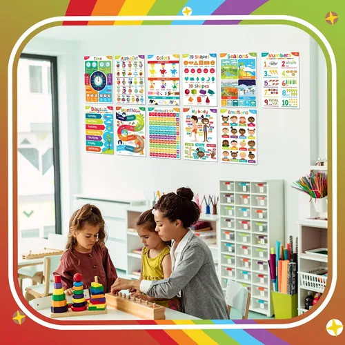 Miniatura 3 de Sproutbrite Carteles educativos para niños pequeños, carteles de aula, decoración de sala de juegos, decoración de aula de guardería, artículos